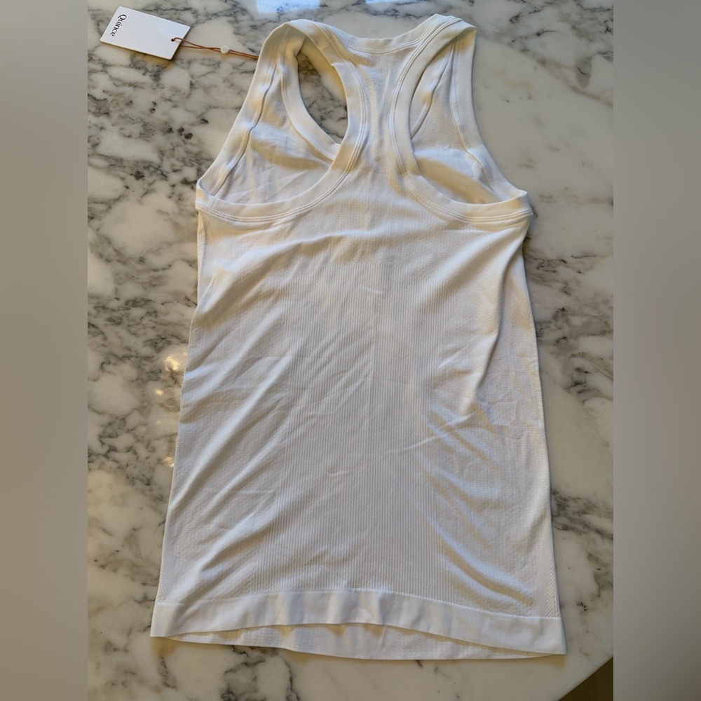 NWT Quince Seamless Ruched Tank Top White Stretch Active Racerback Sz XS - Picture 5 of 7